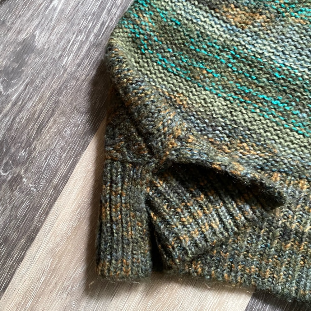 Mossimo‎ Chunky Knit Asymmetrical Green Sweater Large Boho Fairy Earthy Layering - Picture 3 of 6